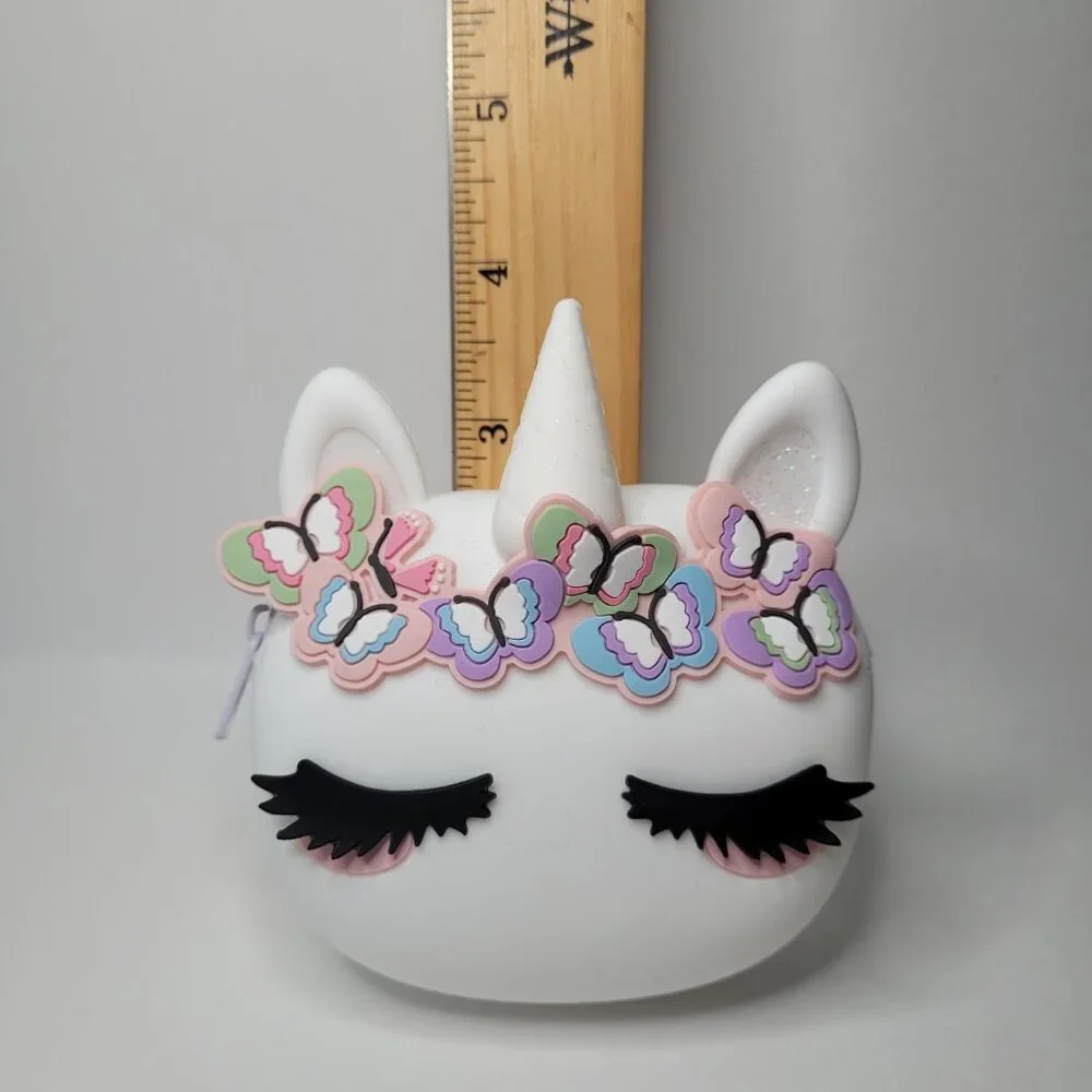 Claire's Unicorn Butterfly Crown Silicone Coin Purse White Jelly Wallet